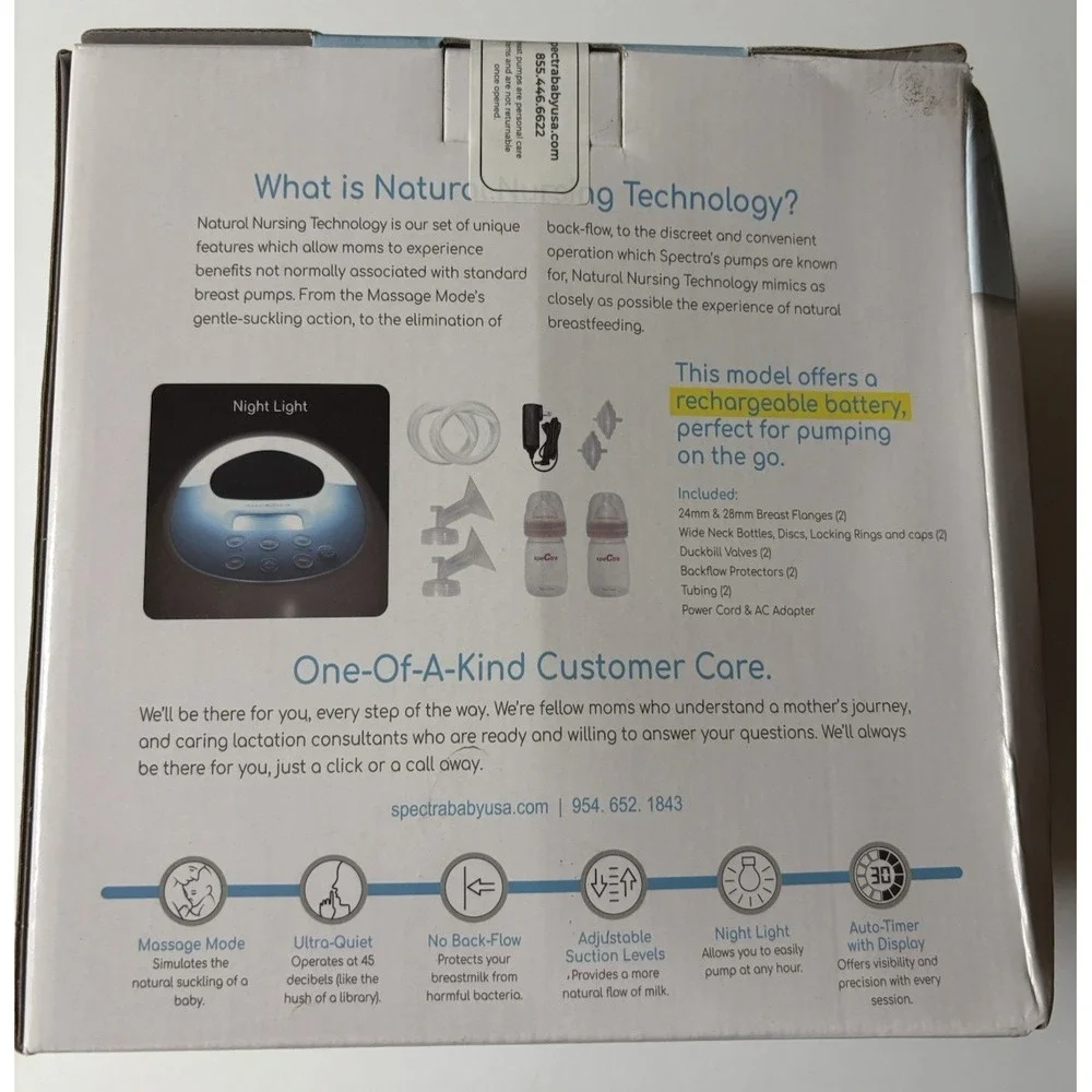 New Spectra S1+ Double Electric Breast Pump with Rechargeable Battery & Bag